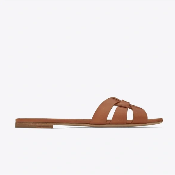 TRIBUTE FLAT MULES IN SMOOTH LEATHER - Picture 2 of 2